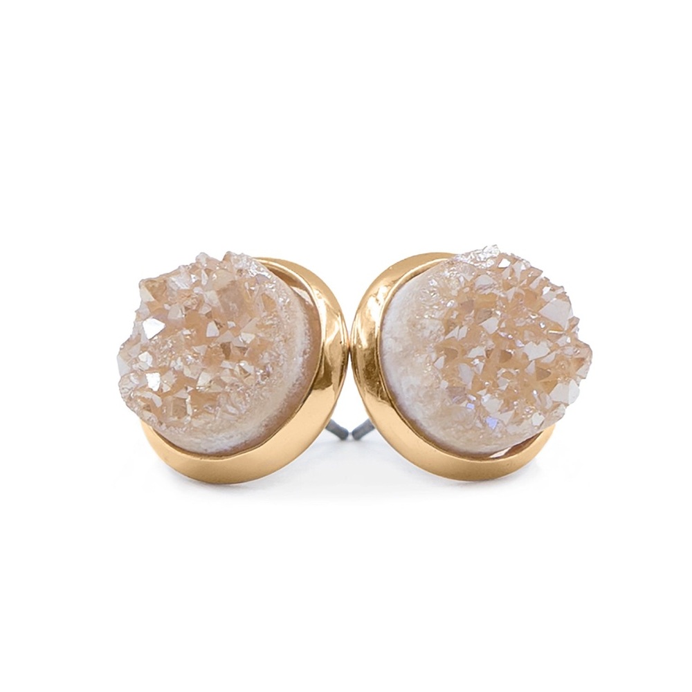 Amber Quartz Stud Earrings